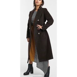 Petite dark brown double breasted coat